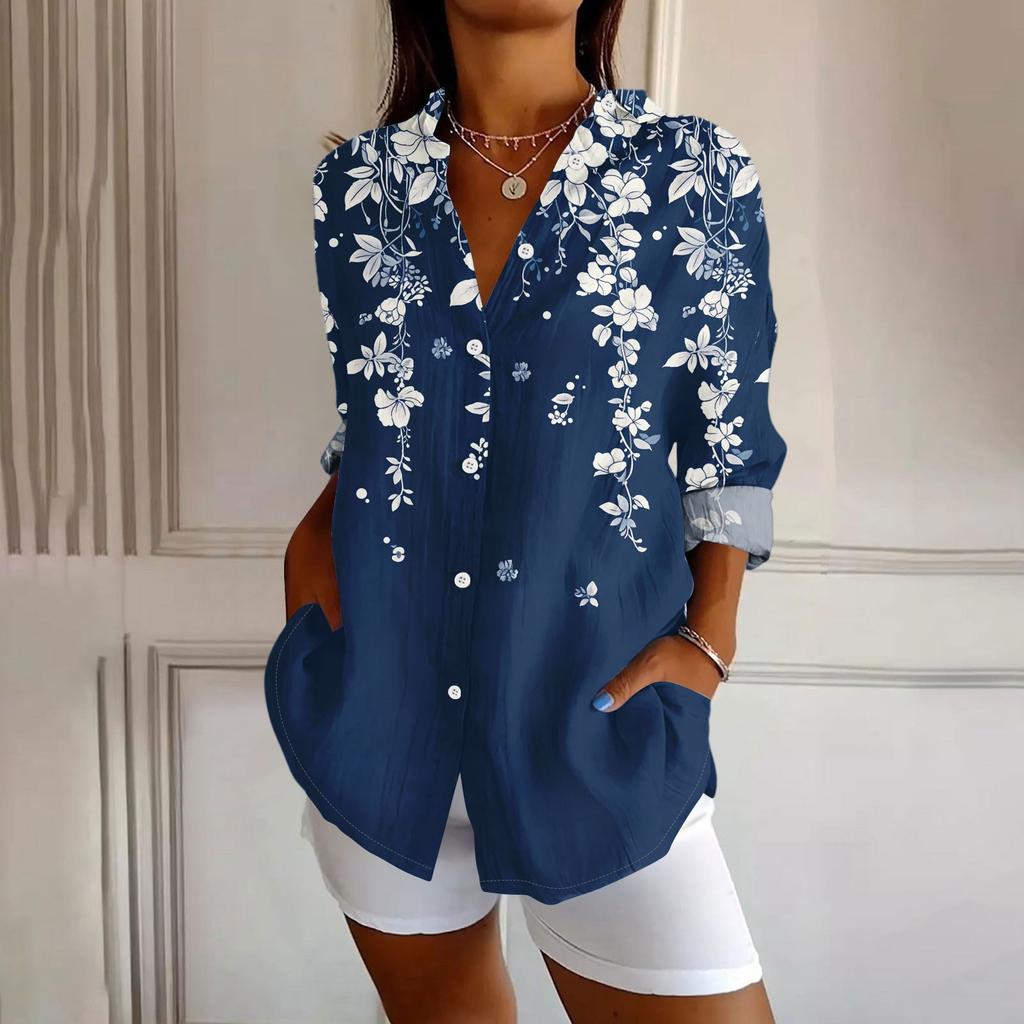 Womens Button Down Shirt Long Sleeve Shirts For Women Print Graphic Blouse Top