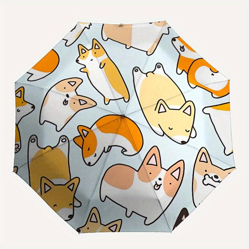 

1pc Corgi Pattern Automatic Open/close Umbrella, 8-Rib sturdy structure, Portable Travel Umbrella, Parties, Everyday Use, Outdoor Accessory,