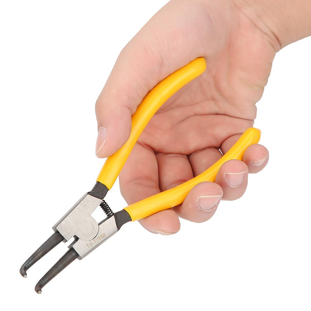 7in Handle Stainless Steel Curved Circlip Snap Pliers Retaining Mechanical Tool TU-175HB