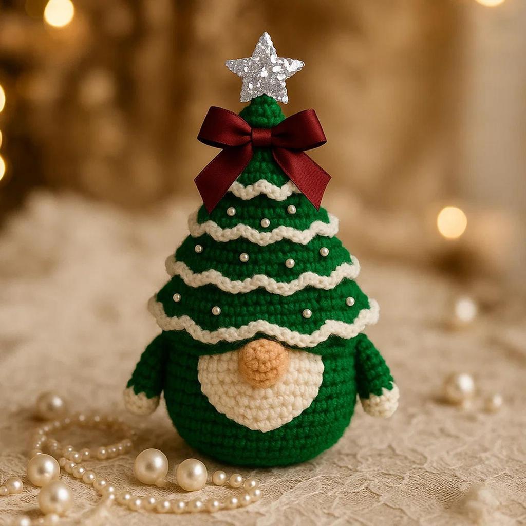 Cute Crochet Kit Handmade Crochet Christmas Tree Gnome Kit Easy Yarn Supplies Set For Holiday Crafting At Home Adults Teens Kids