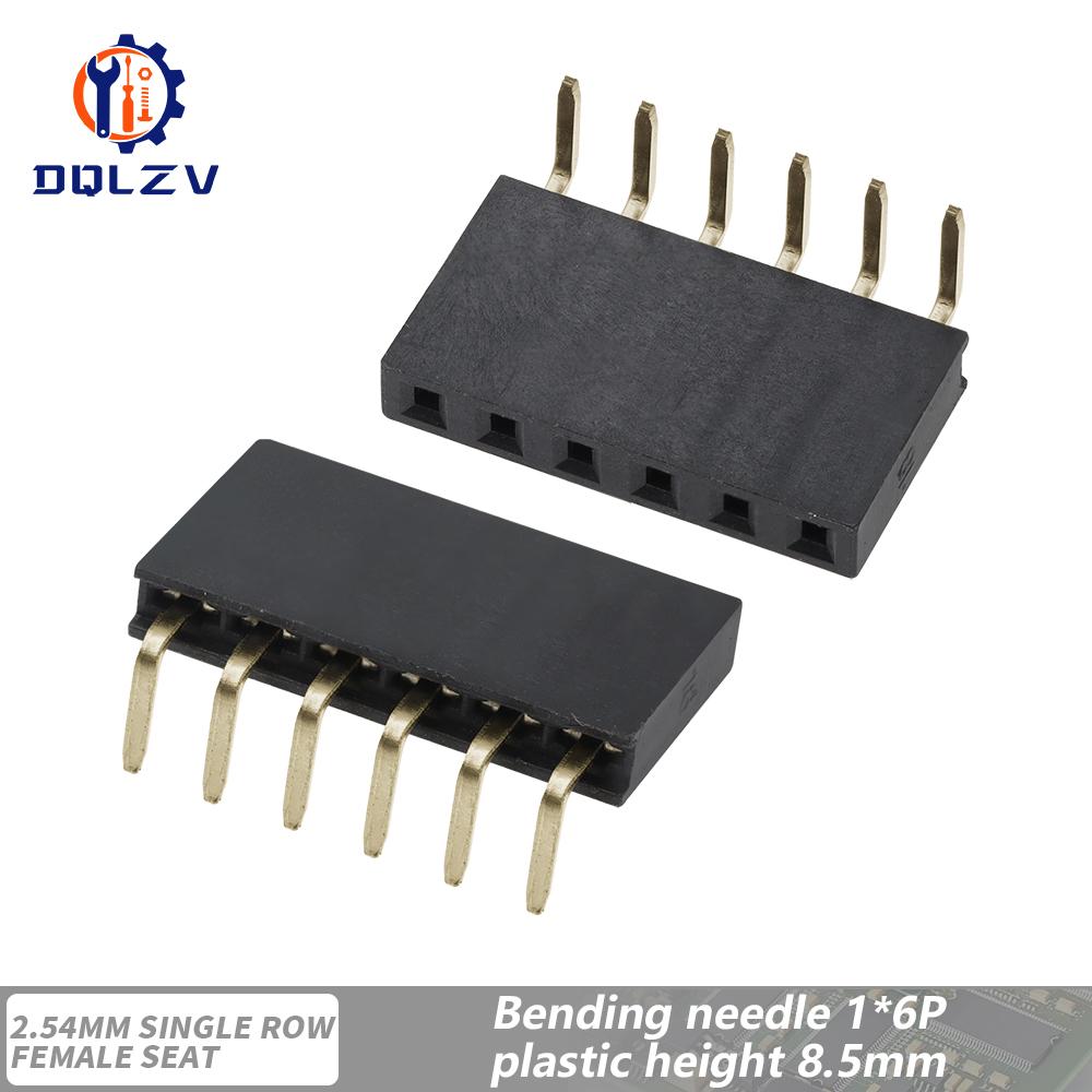 2.54mm Single Row Female Right Angle Pin Header Socket 1*2/3/4/5/6/7/8/9/10/20/40Pin Connector For Arduino