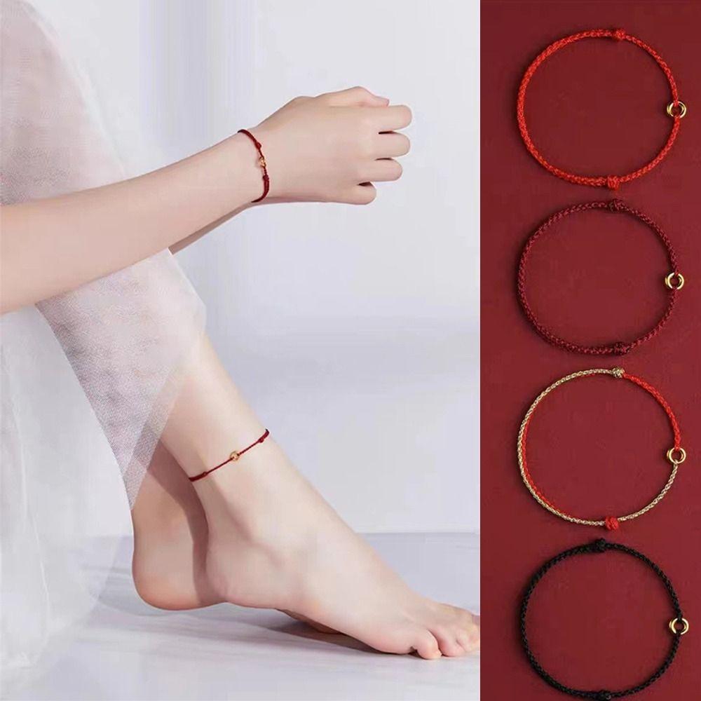 Charm Ping Buckle Red Rope Chinese Zodiac Year Charms Bangles Anklet for Friend Lovers
