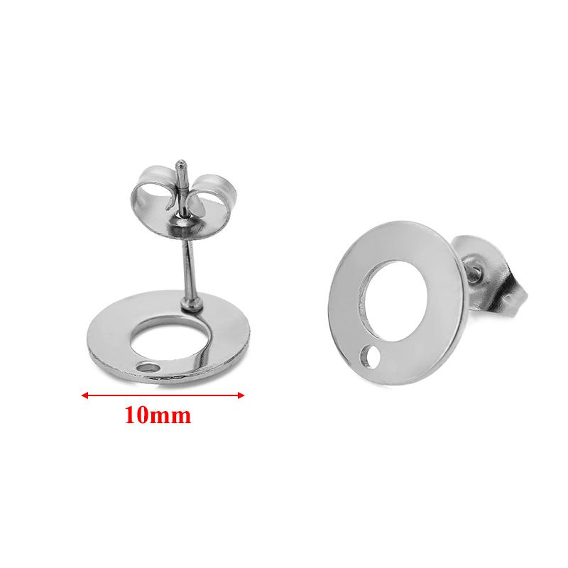 

10pcs 18k Gold Plated Stainless Steel Hollow Round Stud Ear Post DIY Earrings Findings Jewelry Making Dangle Charms Accessories