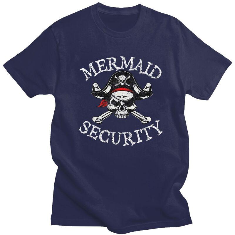 Custom Mermaid Security Pirate Quotes T Shirt Men Pure Cotton Tshirt Tees Streetwear Tshirts