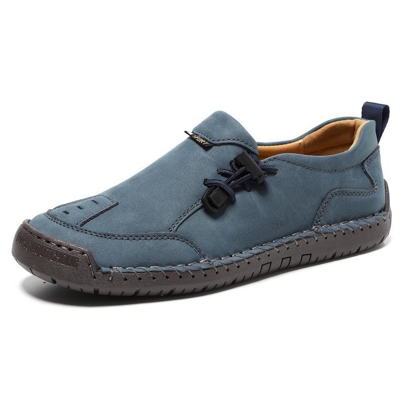 Plus Size Men's Handmade Casual Leather Shoes – Outdoor Fashion Lace-Up Oxfords with Non-Slip Sole, Lightweight Comfortable Walking Footwear