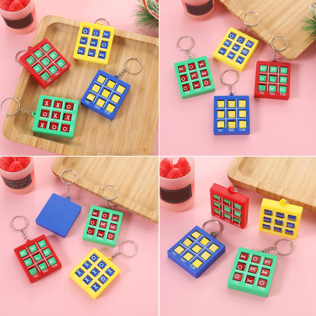Pack of 16 Plastic Keyring Pendant Tic Tacs Toe Charm Keychain Colorful Key Chain Party Favors for Kids Backpacks