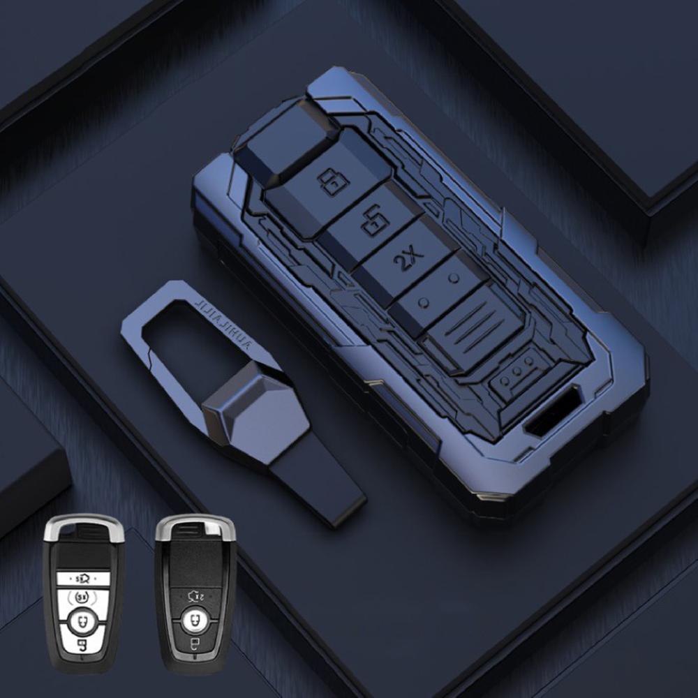 Zinc Alloy Car Key Case Cover Shell Fob for Ford Edge Fusion Mustang Explorer F150 F250 F350 Ecosport Protector Holder Keyless