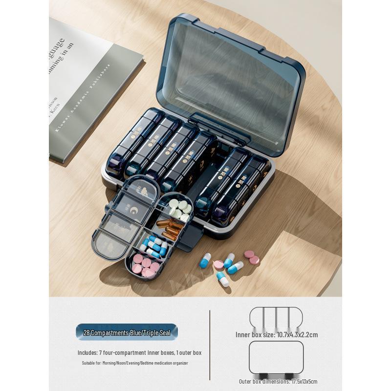 Compact 7-Day Japanese Pill Organizer with Three-Daily Dose Reminder