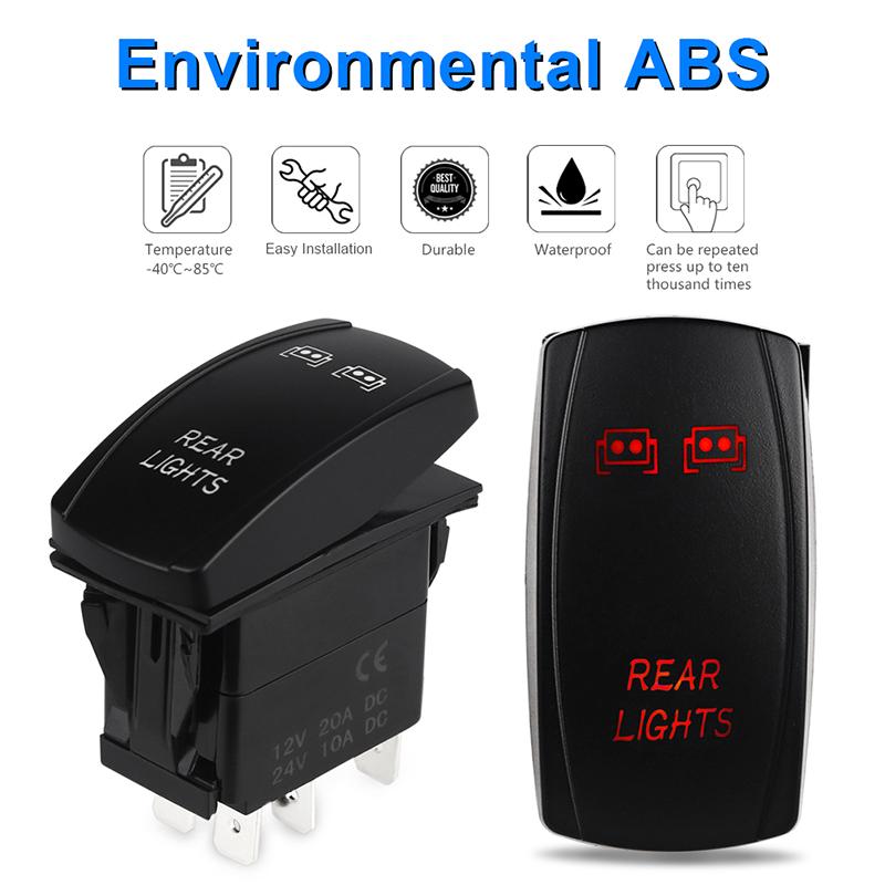 5pin Laser Push Button Rocker Toggle Switch Blue LED Bar Light Auto Led Light Bar Rocker Switch Waterproof