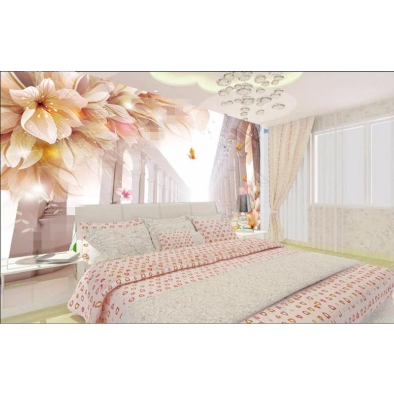 Large Wallpaper Dream Lily Butterfly Wallpaper Roman Column 3d Wall Mural Living Room Bedroom Background Wallpaper