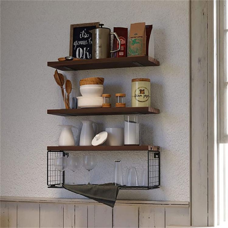 Stylish Bathroom Storage Shelf Wood Floating Storage Solution Portable Wall Mounted Over Toilet for Daily Use