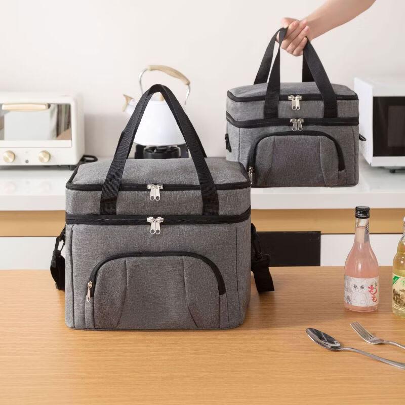 ZISIZ Outdoor Double Layer Insulated Picnic Lunch Bag