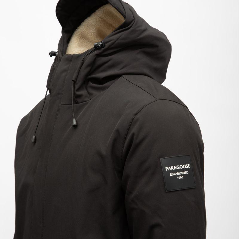 Parka preto liso branco capuz polar Homem PARAGOOSE