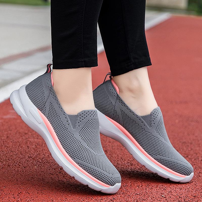 Couples Slip-on Casual Shoes Lightweight Flats Breathable Knitted Loafers Women Men Comfortable Daily Walking Shoes