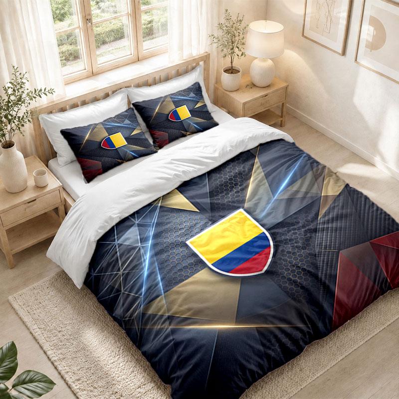 Bedding Set 1 Duvet Cover 2 Pillowcases Colombia Football Print Bedroom Home Decoration