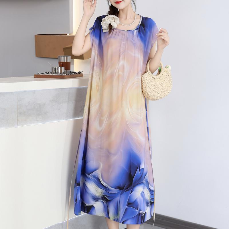 Elegant Summer Loose Dress Woman Clothing Casual Loose Plus Size Long Dresses