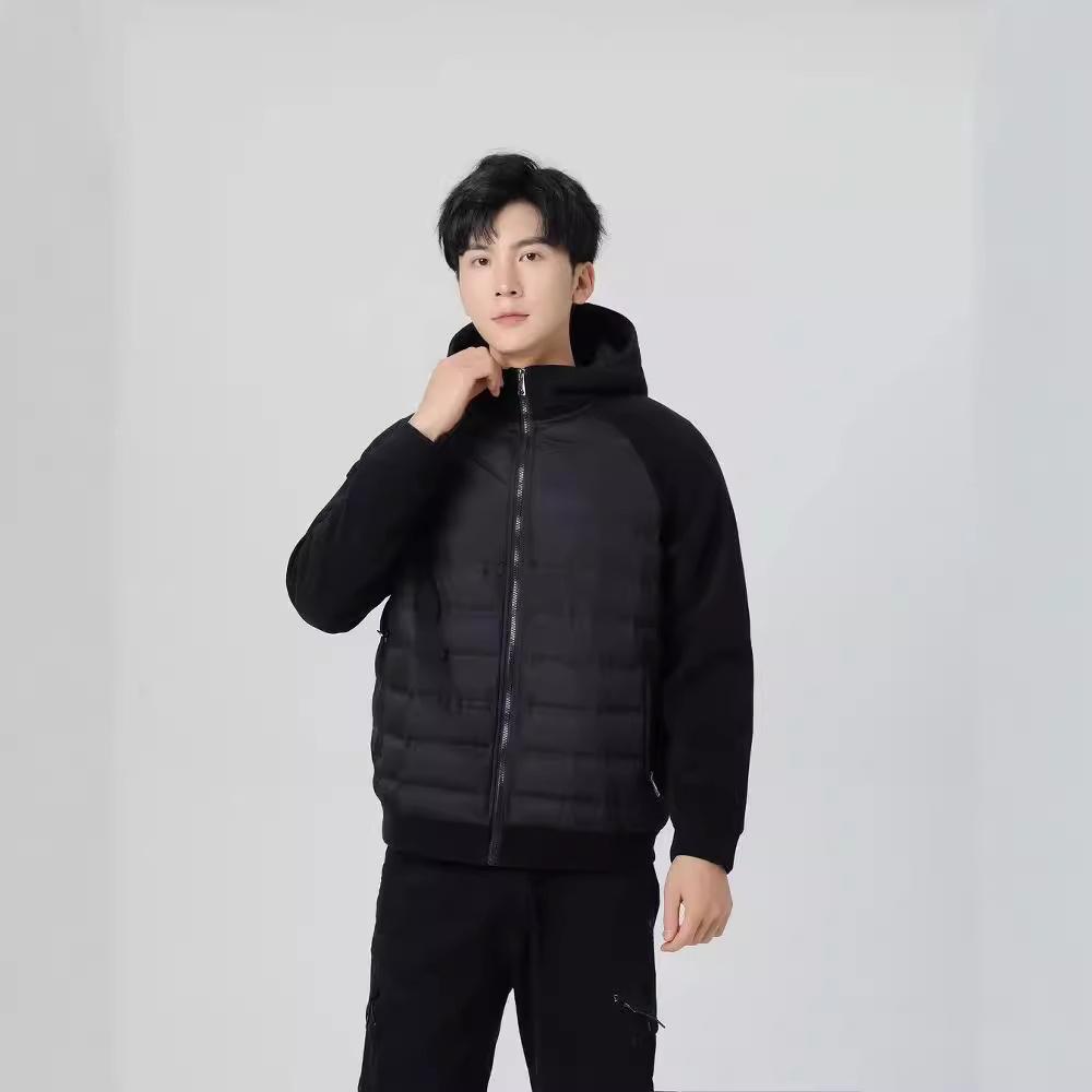 Couple Hooded Thin Splicing Sweater Down Jacket Men's and Women's Short Autumn and Winter New Casual Versatile Jacket