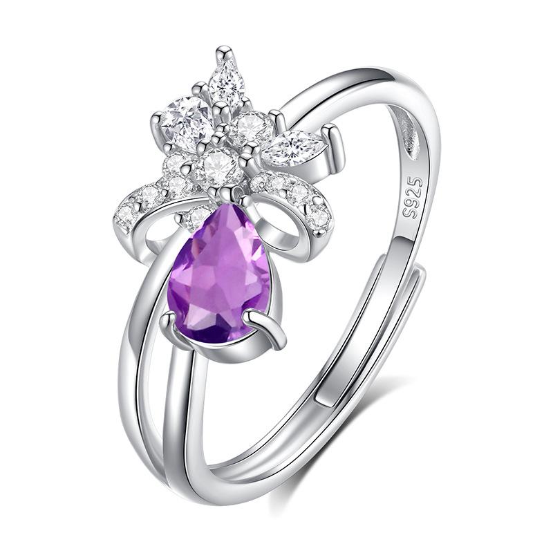 925 Sterling Silver Halo Pendant Necklace for Women, Natural Blue/White/Purple Crystal, Fashion Choker