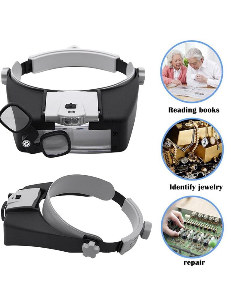 Head Magnifying Glass 1.5X 1.5X 6X 8X Loupe Head Mount Magnifier Glasses Multifunctional Hands Free Magnifier for Reading Repair