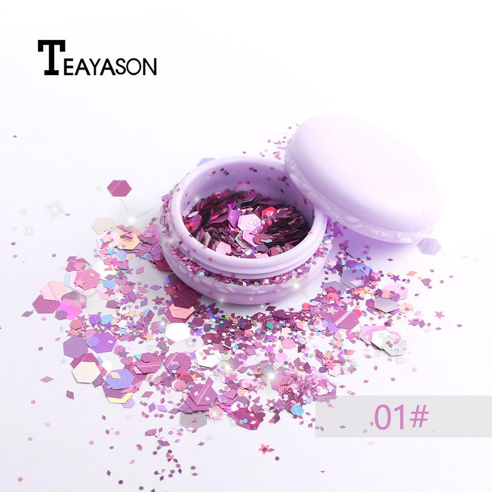 TEAYASON Harajuku Zima Malun Laser-Pailletten im europäischen und amerikanischen Stil, leuchtendes Puder-Schönheits-Make-up, Musikfestival-Make-up