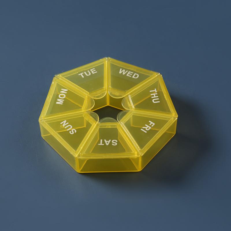 Octagonal 7-Compartment Weekly Pill Organizer, Dustproof and Portable