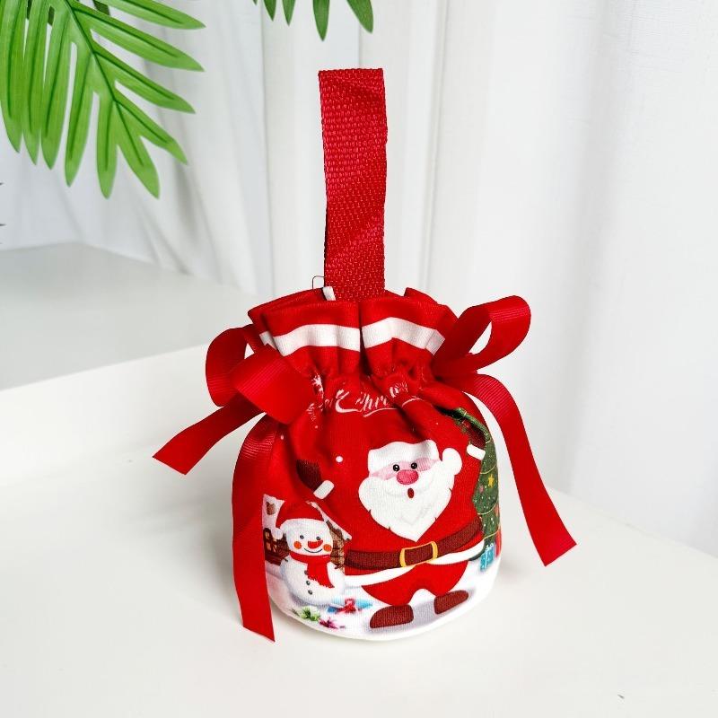 Christmas Candy Gift Bag Canvas Handbag Knitted Storage Bag Santa Claus Xmas Tree DIY Decorations Merry Christmas Festive Party