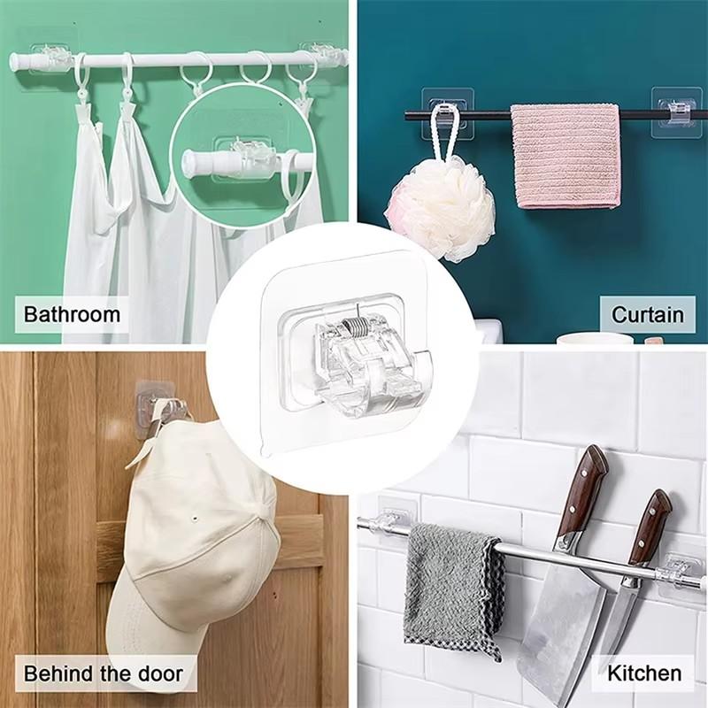 Self Adhesive Curtain Rod Bracket Punch-free Adjustable Curtain Bracket Clamp Hook Household Fixed Clip Hanging Holder