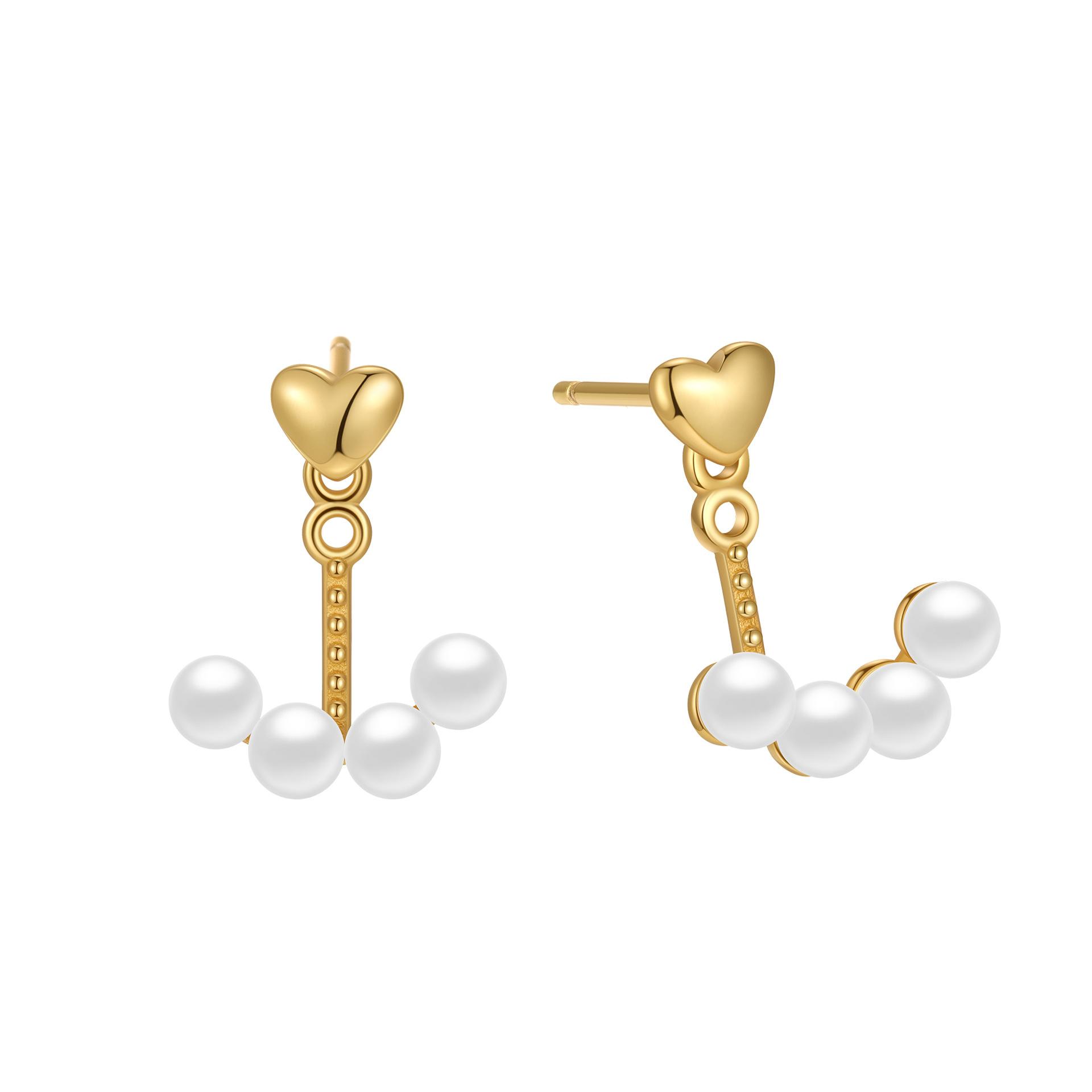

Elegant Rear Hanging Style Stud Earrings for Women 925 Sterling Silver Pearl Statement Jewelry Boucles Brincos Bijoux золотий