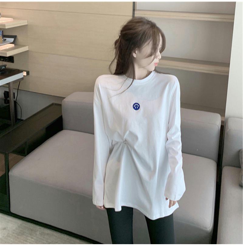 Women's Winter Velvet Layered Embroidered White Top - Korean Style Loose Fit