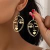 Niche Abstract Hollow Face Earrings - European/American Street Style