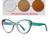 Green Pink Frame Cat Eye Myopia Glasses Woman Spring Hinge TR90 Minus Photochromic Glasses With Diopters 0 -0.5 -0.75 To -6.0