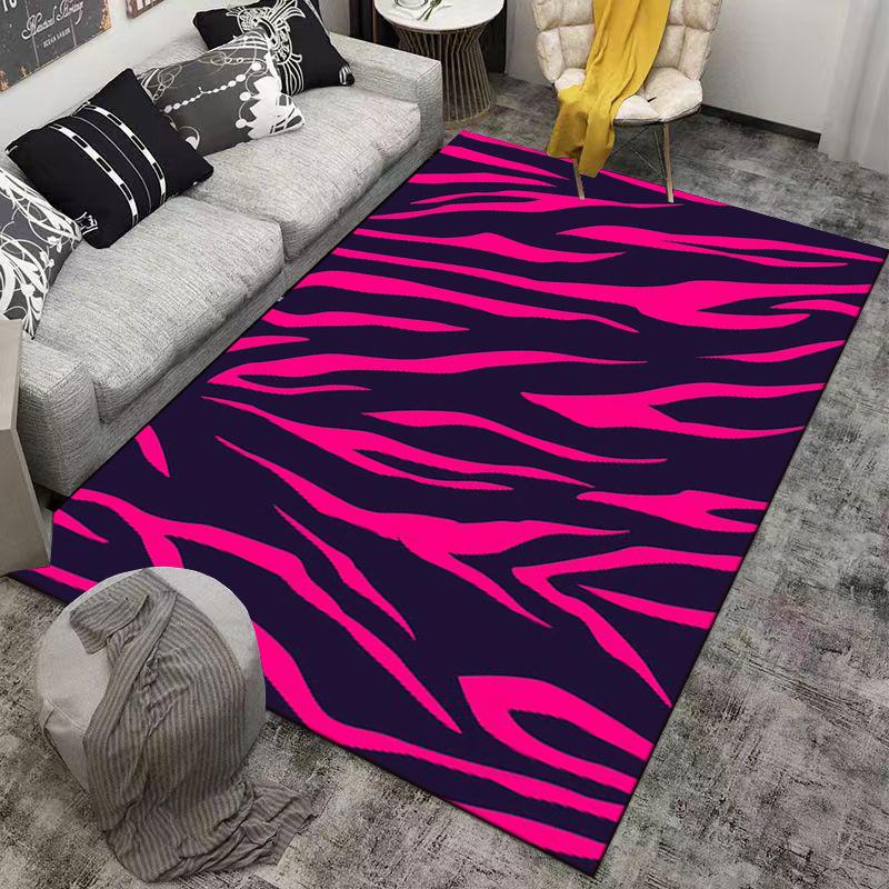 Pink and Black Zebra Print carpet Non-slip rug suitable for living room and bedroom sofas