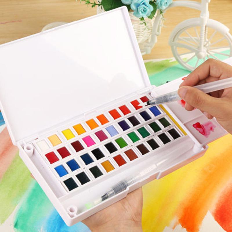 Peinture à L/'Aquarelle Set Artiste 12//18//24//36 Couleurs avec Brosse Éponge