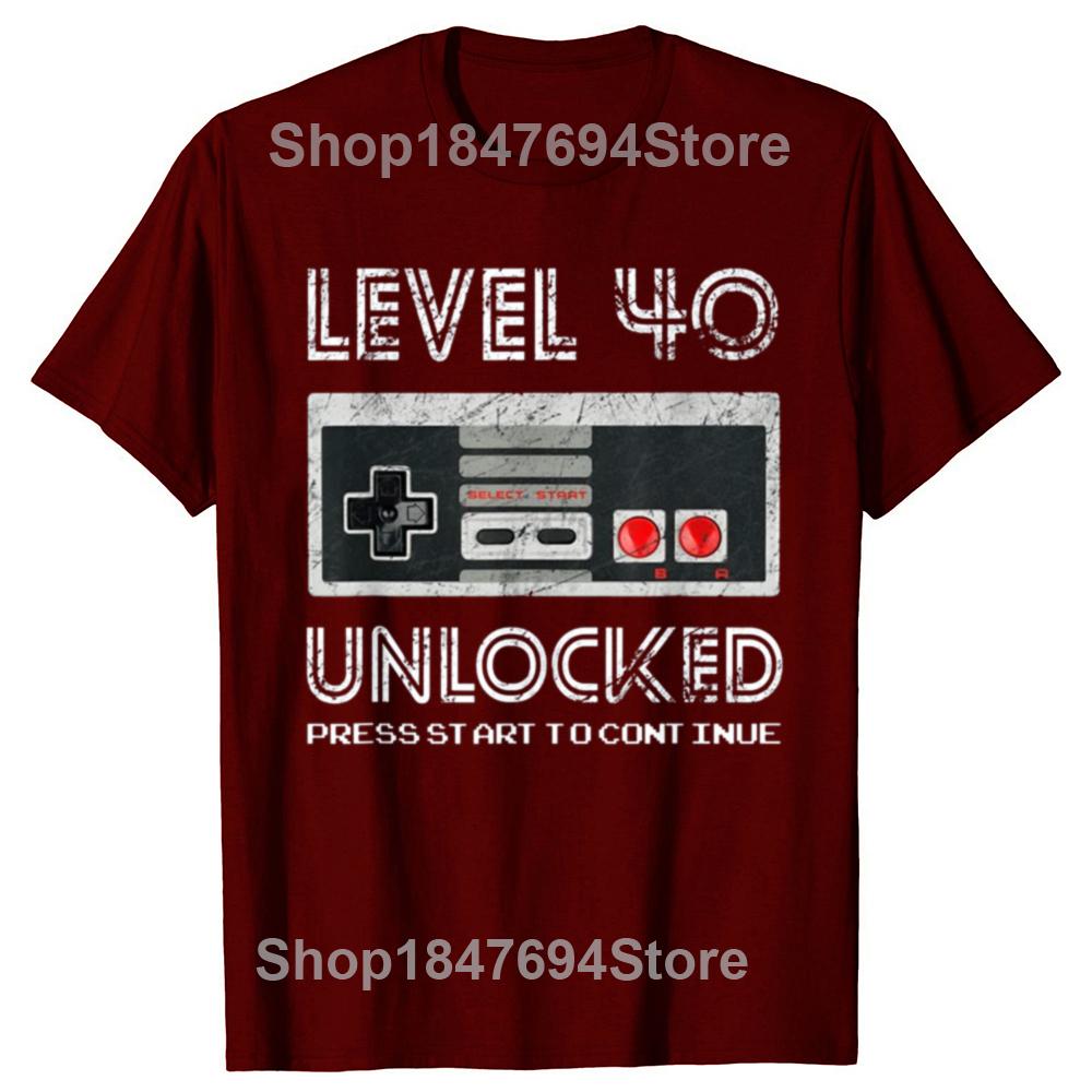 Funny Level 40 Unlocked Graphic Tshirts Men Womens Fashion Casual Born in 1984 TShirt 40 Years Old 40th Oversized T Shirt