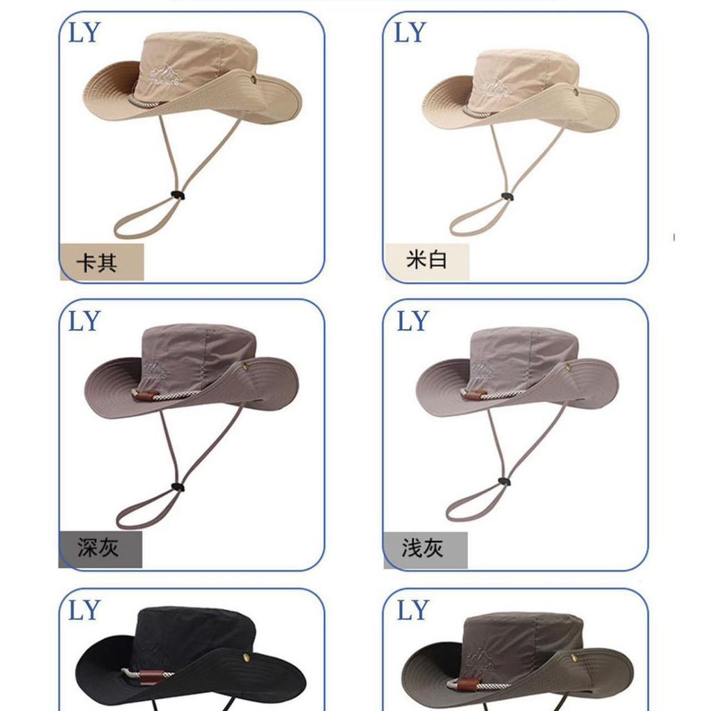 Sunscreen bucket hat men's big head circumference hat men's summer outdoor climbing sun hat climbing hat cowboy hat new