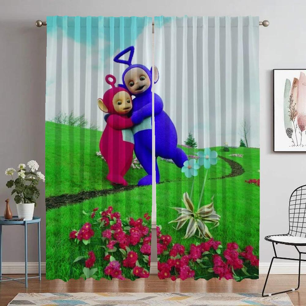 Nowoczesne zasłony do salonu 2 sztuki Teletubbies rolety dziecięce Zasłona zaciemniająca do pokoju 2 panele Dekoracja Halloween przegroda