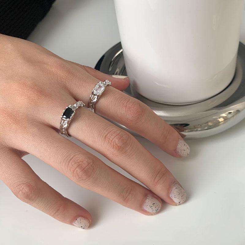 Niche Design French Irregular Dark Wind Personality High-End Sense Diamond-Encrusted Zir*****Pen Ring Female Tide