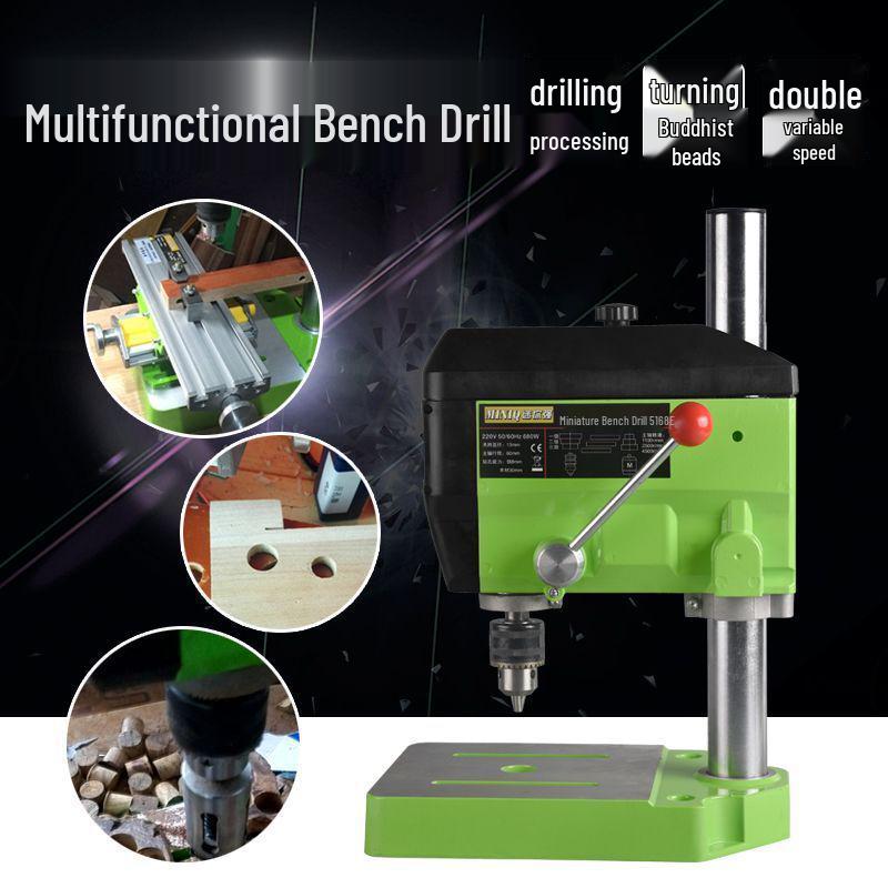 Compact 220V Multifunctional Precision Bench Drill & Milling Machine for Woodworking with Speed Control
