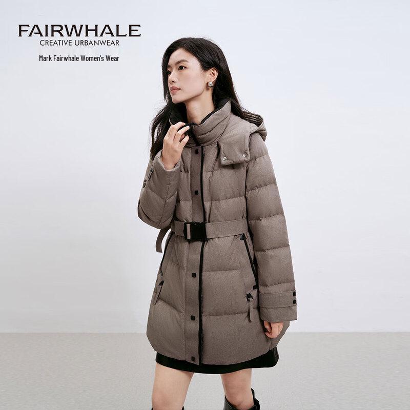 Mark Fairwhale Women's Workwear Style Waist-Cinching Hooded Down Jacket