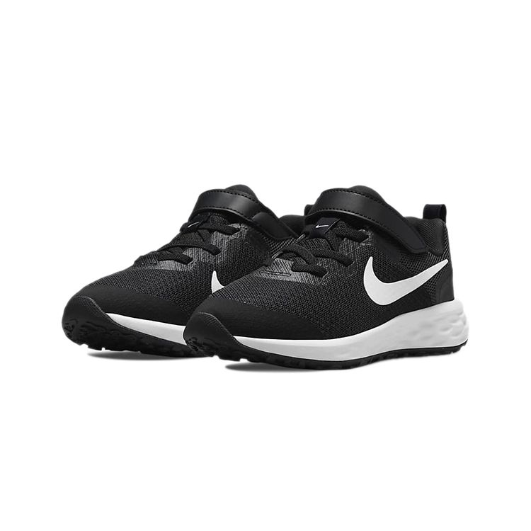 Nike Revolution 6 PS Black White Kids Sneakers Dark-Smoke-Grey DD1095-003