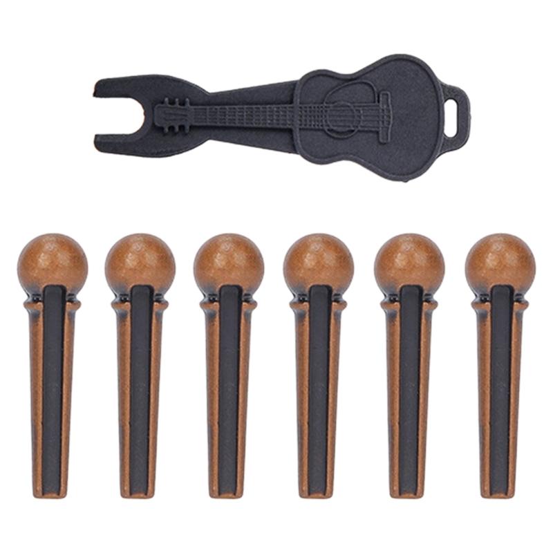 Acoustic Guitar Bridge Pins with Bridge Pin Puller Set Bass Guitar Bridge Pegs Stringed Instruments String Nail Remover