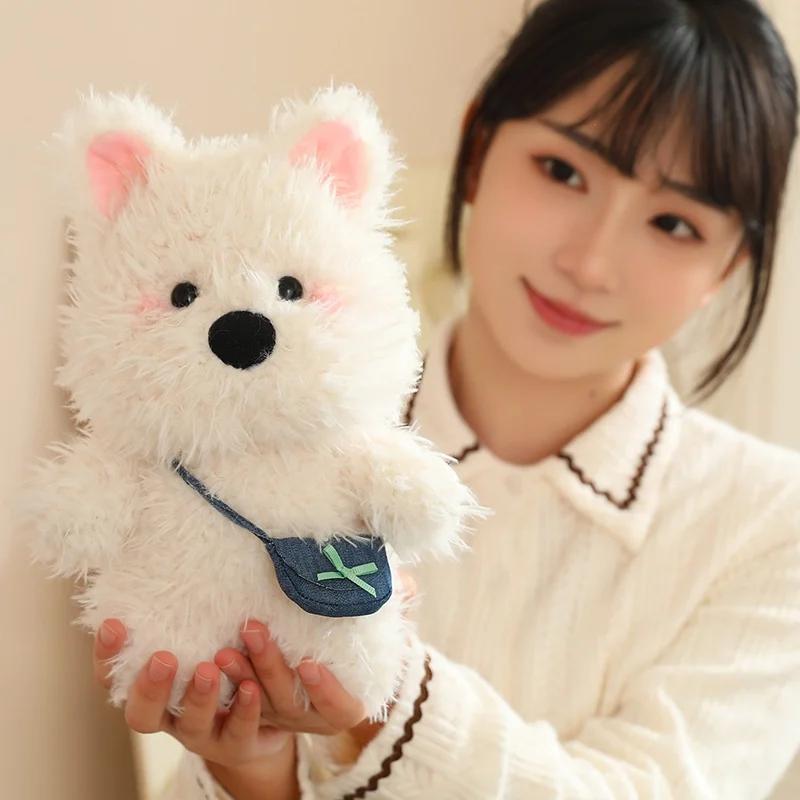 Cartoon Dog Stuffed Animal Plush Toy Cute Simulation West Highland Terrier Puppy Baby Appease Doll Pillow Birthday Gifts