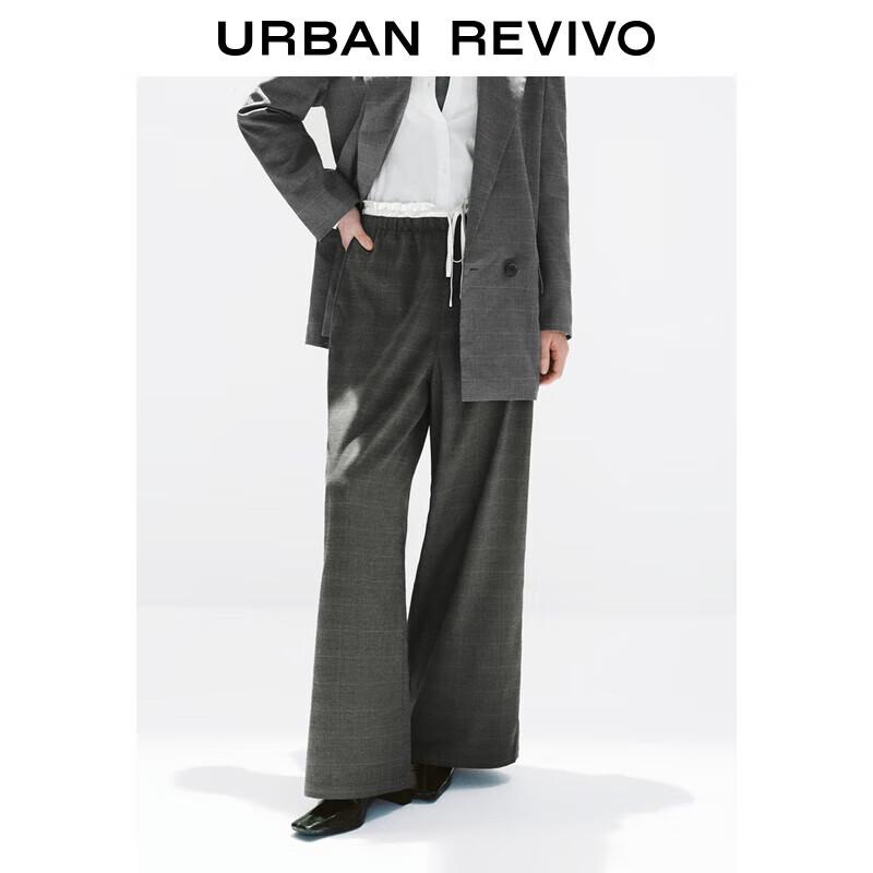 UR 2025 Women's Plaid Tie-Waist Wide-Leg Pants