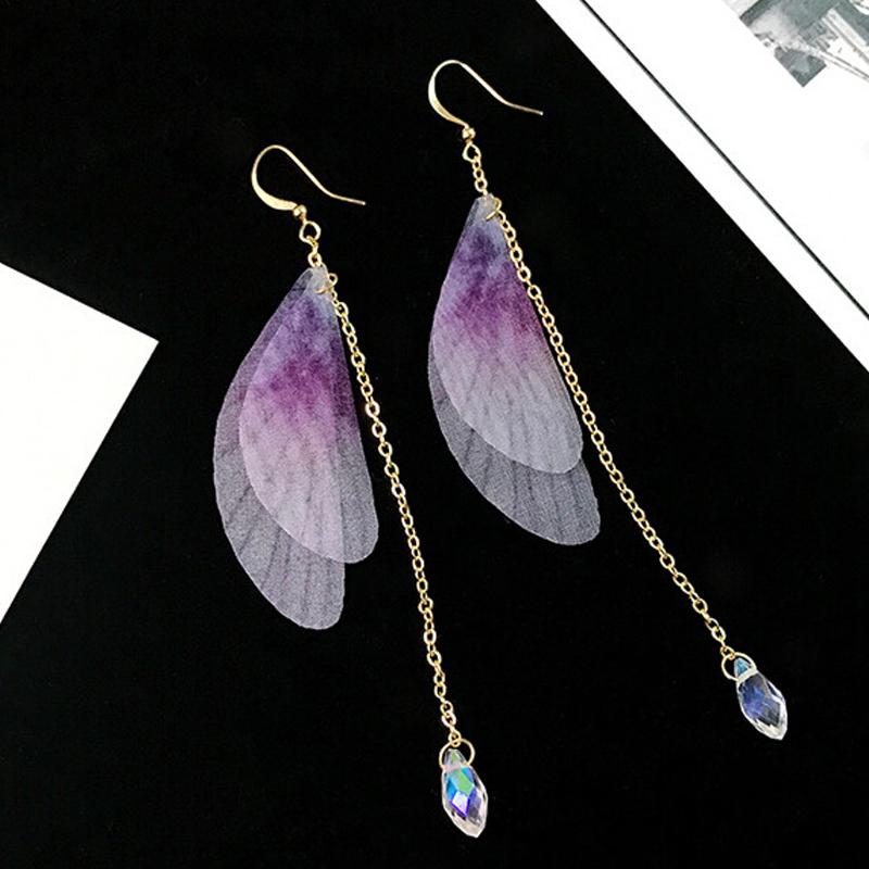New Fashion Long Drop Earrings for Women Flower Star Moon Heart Butterfly Wings Crystal Pearl Round Geometry Tassel Ear Zircon