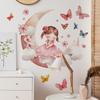 Cartoon Cute Little Girl Moon Butterfly Bedroom Living Room Entrance Hall Home Beautification Wall Stickers