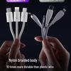 Fast Charging Multi-Head Data Cable: Three-in-One Charger Set