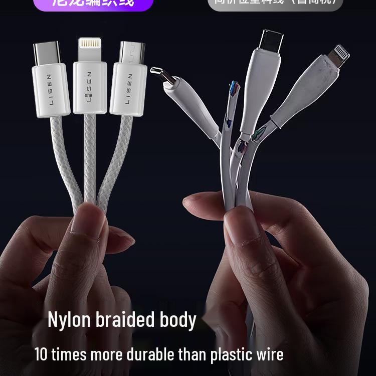 Fast Charging Multi-Head Data Cable: Three-in-One Charger Set