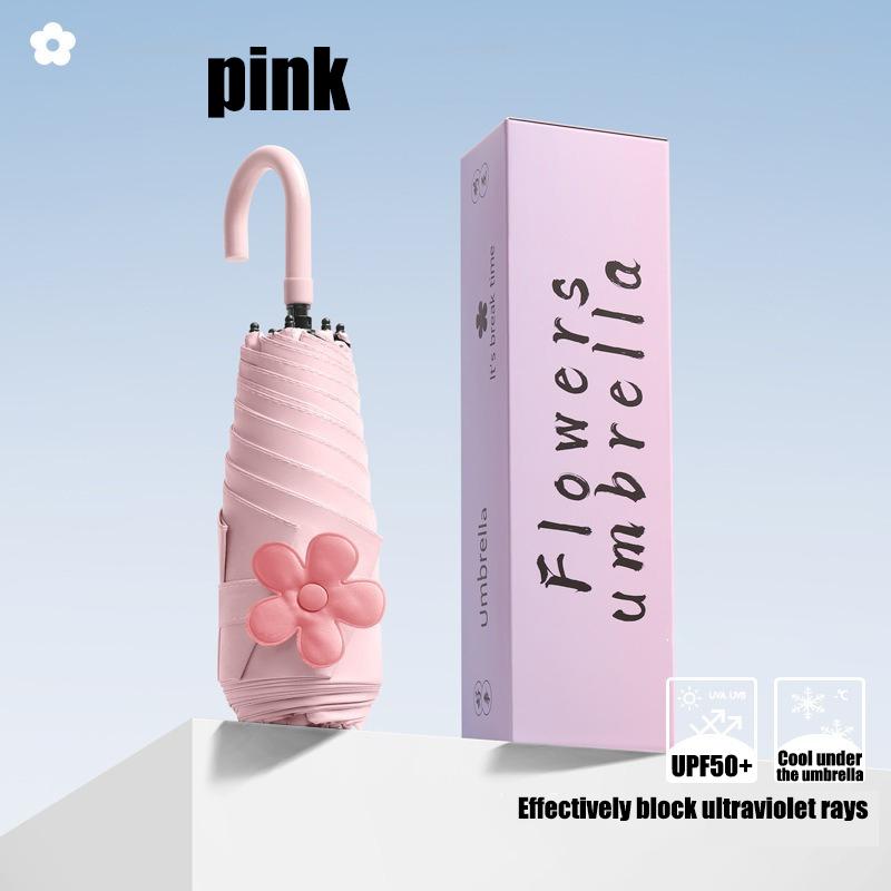 

Small Curved Hook Petal Umbrella Women s Dual-purpose Sun Umbrella Small and Fresh Mini Sun Umbrella Compact and Convenient 6K рожевий