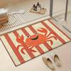 Nautical Cartoon Striped Style Red White Stripe Cute Smiling Crab Pattern Print Non Slip Bathroom Indoor Floor Doormat