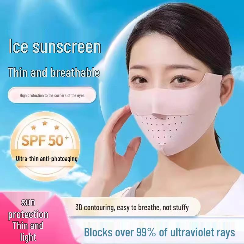 Dámská vysoce kvalitní 3D maska proti slunci z ledového hedvábí s UV ochranou